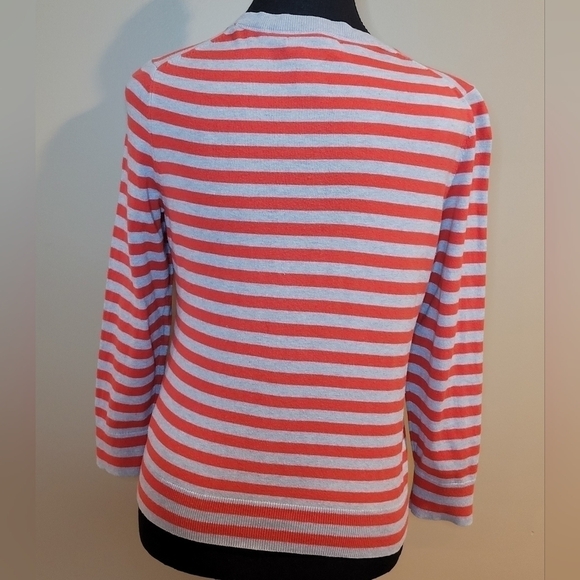 BANANA REPUBLIC Striped Cardigan, Red/Grey Silver Tone Buttons - Picture 3 of 9